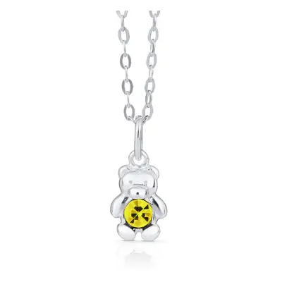 John Greed Signature Children's Silver November Birthstone Crystal Bear Necklace For Women