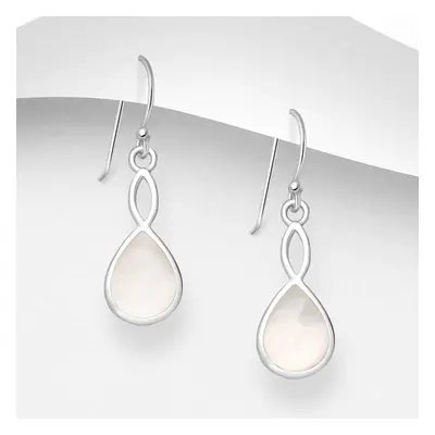 John Greed Signature Silver Mother Of Pearl Shell Pear Drop Earrings For Women