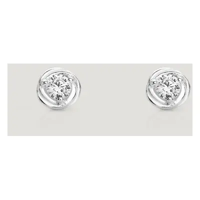 John Greed CANDY Spun Silver Twist CZ Stud Earrings For Women