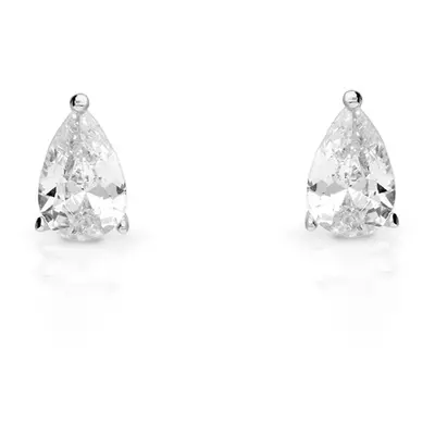 John Greed Signature Silver Teardrop Shaped CZ Stud Earrings For Women