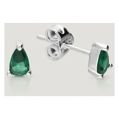 John Greed CANDY Cane Silver Emerald Green Teardrop Stud Earrings For Women