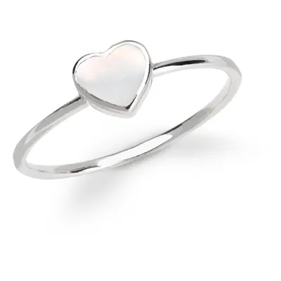 John Greed Signature Silver Heart White Mother of Pearl Ring For Women