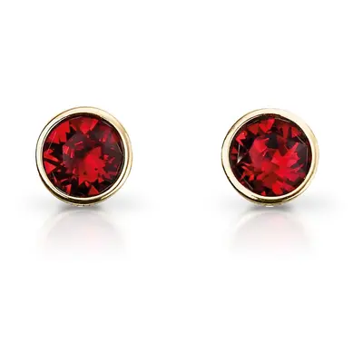 John Greed Signature Gold Plated Silver July Birthstone Crystal Stud Earrings For Women