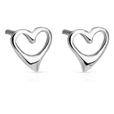 John Greed Signature Silver Open Heart Stud Earrings For Women