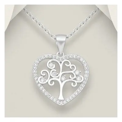 John Greed Tempest Wald Silver CZ Heart Tree Of Life Necklace For Women