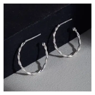 John Greed CANDY Spun Silver Twist Hoop Earrings For Women