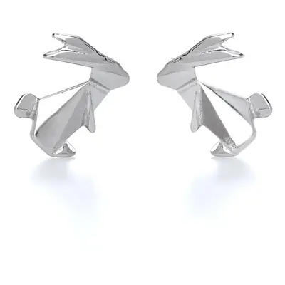 John Greed Silver Origami Bunny Stud Earrings For Women