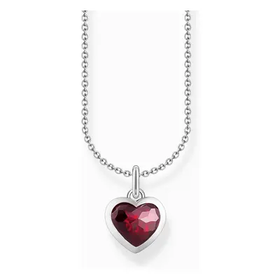 THOMAS SABO Silver Red Faceted Heart Necklace