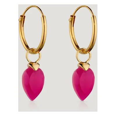 John Greed CANDY Kite Gold Plated Silver October Birthstone Chalcedony Hoop Earrings For Women