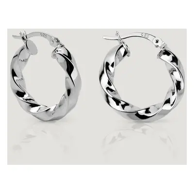 John Greed CANDY Cane Silver Chunky Twisted Hinged Hoop Earrings For Women