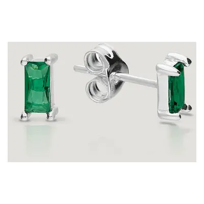 John Greed CANDY Cane Silver Emerald Green Stud Earrings For Women