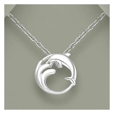 John Greed Tempest Cove Silver Dolphin & Wave Necklace For Women