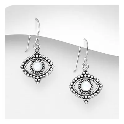 John Greed Signature Silver Mother Of Pearl Eye Drop Earrings For Women