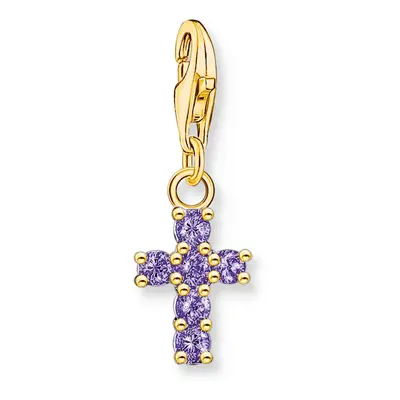 THOMAS SABO Gold Plated Amethyst Zirconia Cross Charm