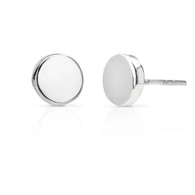 John Greed Signature Silver Plain Flat Round Stud Earrings For Women