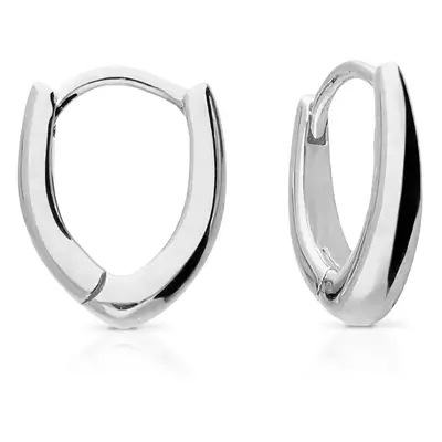 John Greed Signature Silver Mini V-Shape Hoop Earrings For Women