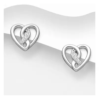 John Greed Signature Silver CZ Infinity Heart Stud Earrings For Women