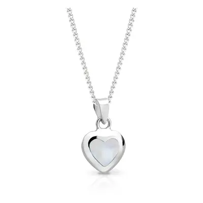 John Greed Signature Silver White Mother of Pearl Heart Necklace For Women