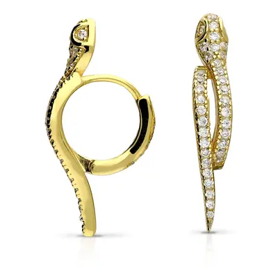 John Greed Signature Silver CZ Huggie Snake Hoop Earrings For Women