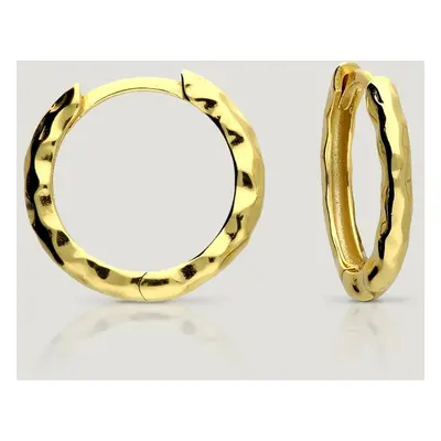 John Greed CANDY Cane Gold Plated Beaten Effect Hoop Earrings For Women