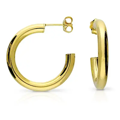 John Greed Signature Gold Plated Hollow Tube Hoop Earrings For Women