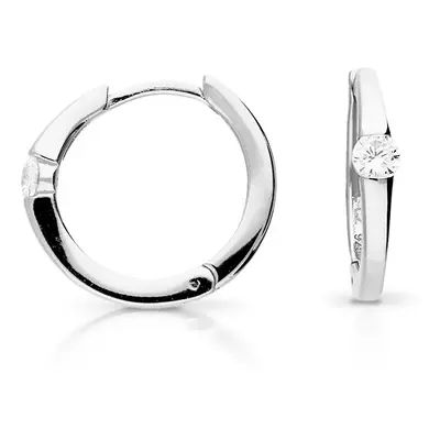 John Greed Signature Silver Single CZ Huggie Hoop Earrings For Women