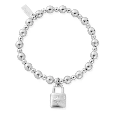 ChloBo Silver Mini Small Ball Padlock Bracelet For Women