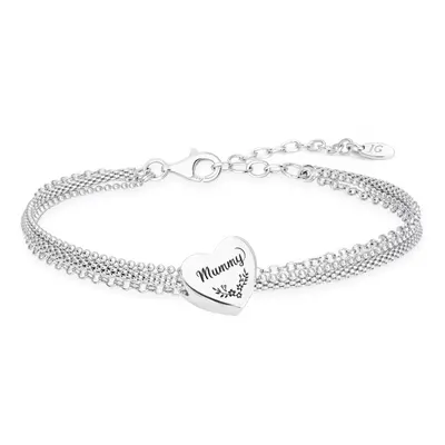 John Greed Signature Silver Mummy Heart Charm Chain Bracelet For Women