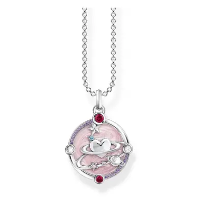 THOMAS SABO Silver Pink Enamel Cosmic Heart Necklace For Women