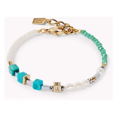 Coeur De Lion Elegance Pearl Bracelet Gold Turquoise & Cut Glass For Women