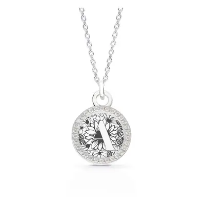 John Greed Signature Medium Silver Engravable Disc & Halo Initial Necklace For Women