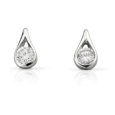 John Greed Signature Silver Brilliant Cut CZ Teardrop Earrings For Women