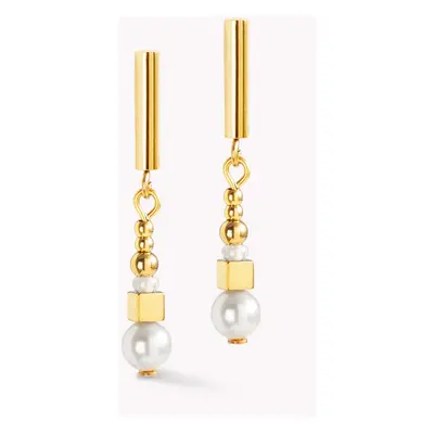 Coeur De Lion Elegance Pearl Earrings Gold White Hematite For Women