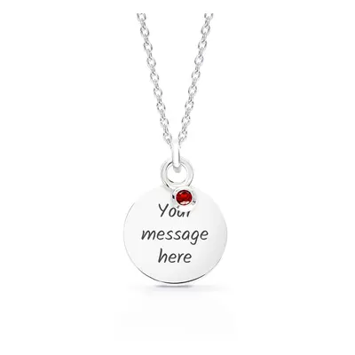 John Greed Signature Medium Silver Engravable Disc & Birthstone Necklace For Women