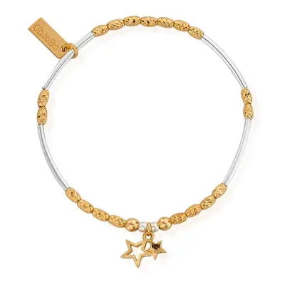 ChloBo Gold Plated & Silver Double Star Bracelet For Women