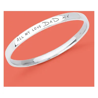 John Greed Portrait Identity Silver 6mm Classic Handwriting Bangle For Women