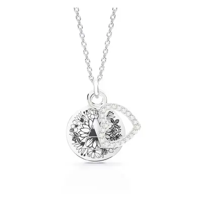 John Greed Signature Medium Silver Engravable Disc & Heart Initial Necklace For Women