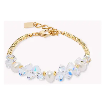 Coeur De Lion Elegance Pearl Bracelet Gold White Crystal & Hematite For Women