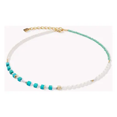 Coeur De Lion Elegance Pearl Necklace Gold Turquoise & Cut Glass For Women