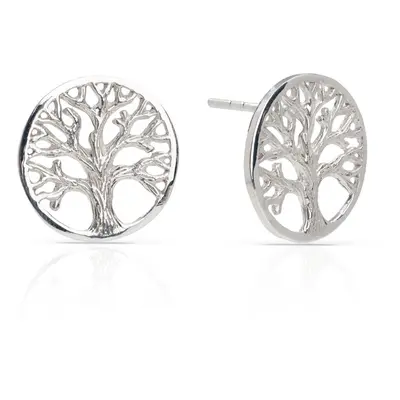 John Greed Signature Silver Textured Tree of Life Stud Earrings For Women