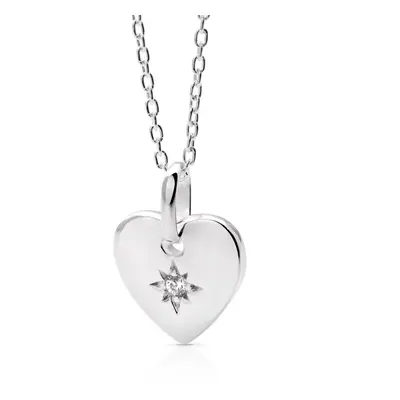 John Greed Signature Silver Heart & CZ Star Necklace For Women