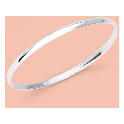 John Greed Portrait Identity Silver 4mm D Shaped Bangle For Women