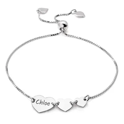 John Greed Signature Silver Triple Plain Heart Slider Bracelet For Women