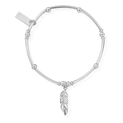 ChloBo Silver Mini Noodle Ball Feather Bracelet For Women