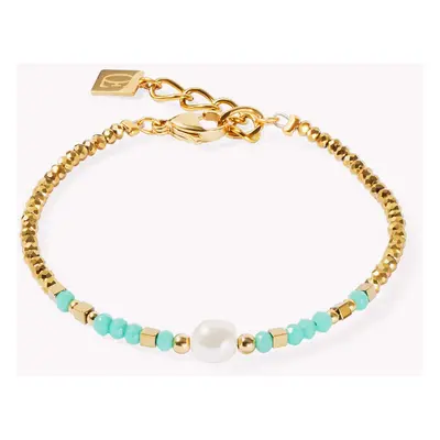 Coeur De Lion Elegance Pearl Bracelet Gold Green Cut Glass For Women