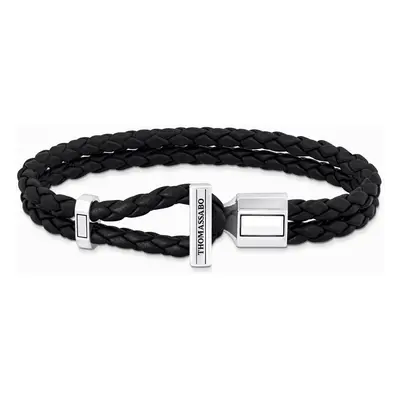 THOMAS SABO Rebel Silver Black Leather Double Bracelet