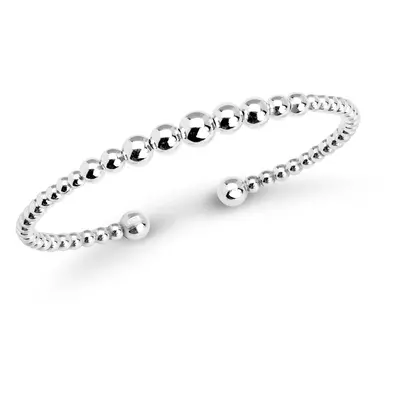 John Greed Signature Silver Graduated Bead Torque Bangle For Women