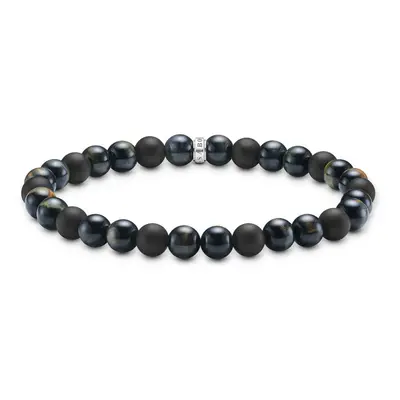 THOMAS SABO Silver Obsidian & Tiger Eye 7mm Bead Talisman Bracelet