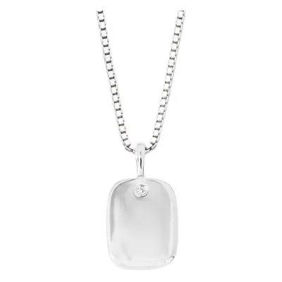 D for Diamond Children's Silver Diamond Rectangular Tag Necklace For Women