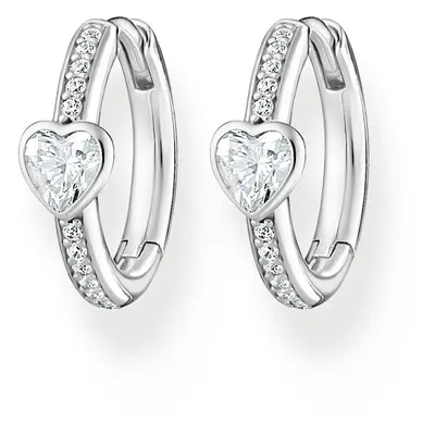 THOMAS SABO Silver Heart Stone Hoop Earrings For Women